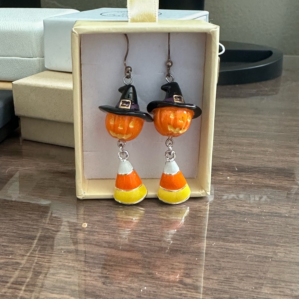 Halloween Pumpkin and Candy Corn Earrings